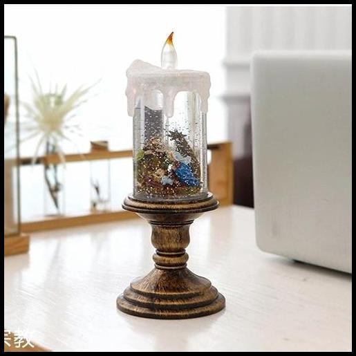 Lilin LED Natal Snowglobe Motif Natal Yesus Kado Natal Lilin Elektrik