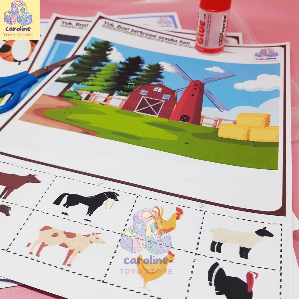 

New Aktivitas Gunting Tempel Anak Pra TK 2 3 4 5 Tahun Free Gunting dan Lem ,,