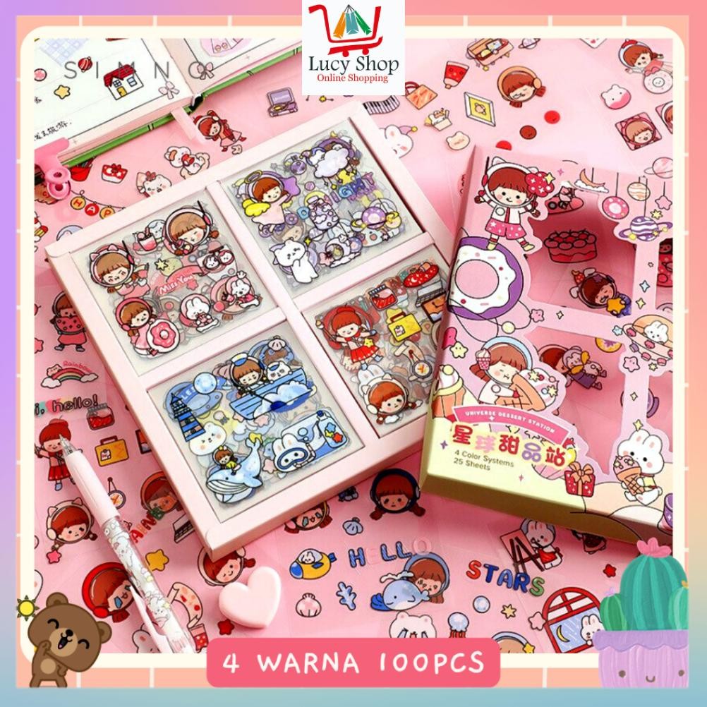 

Kekinian - Stiker BOX 2D Tempel Lucu 4 Warna Isi 100 Lembar Anti Air Cute Aesthetic Sticker Design DIY