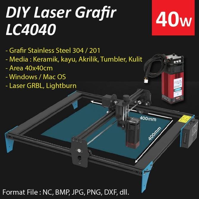 Laser Grafir Stainless 40W LC4040 Pro Mesin CNC DIY