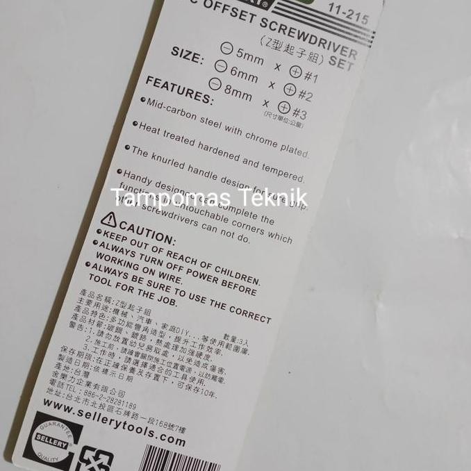 Obeng Bengkok Set 3 pcs Obeng Set Offset Sellery