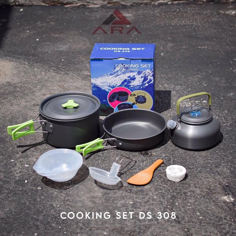 Alat Masak Camping LWY DS 308 Cooking Set 3-4 Porsi Makan Perlengkapan Masak Camping