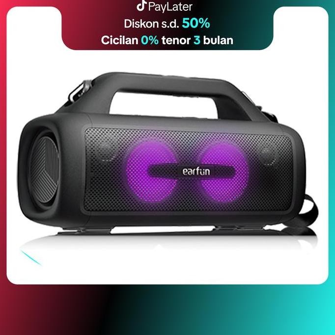 Original EarFun UBOOM X Speaker Bluetooth Outdoor - JumboBass LED Lighting TWS Red