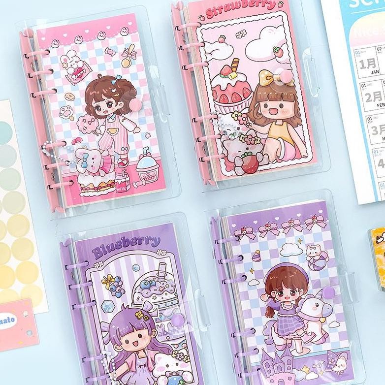

Lnb-1217 Buku Binder A6 Aqiao Snackshop Diary Book Journaling 6 Ring Gantungan Acrylic Lnb-1217