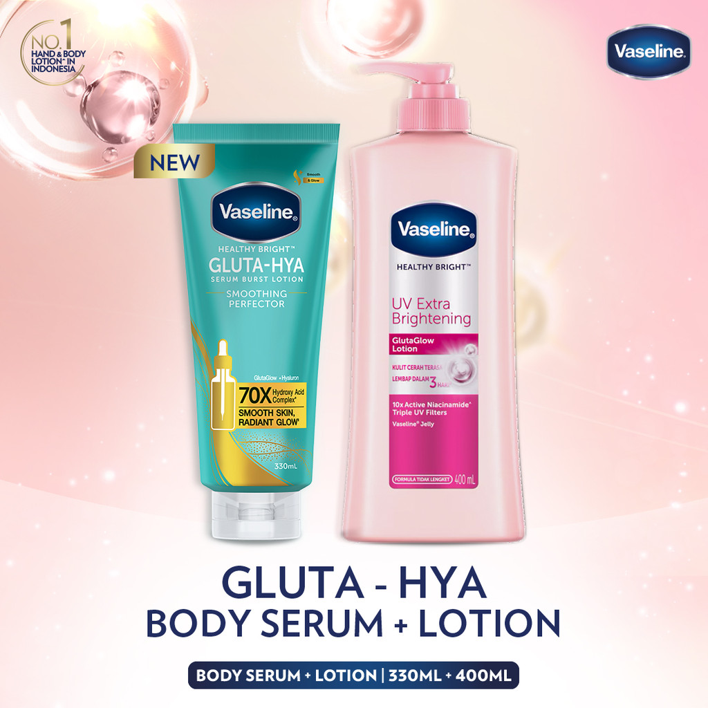Vaseline Gluta Hya Smoothing 330ml + Vaseline UV Extra Brightening 400ml
