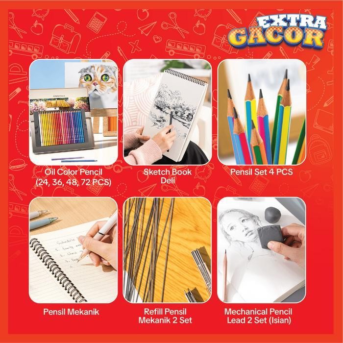 

[Extra Gacorr] Deli Combo Oil Pensil 24/36/48/72 + Sketchbook Free Gel Pen Free Penghapus Kertas Pencil Peralatan - Bts Exclusive" Terlaris Best Quality 100% Original