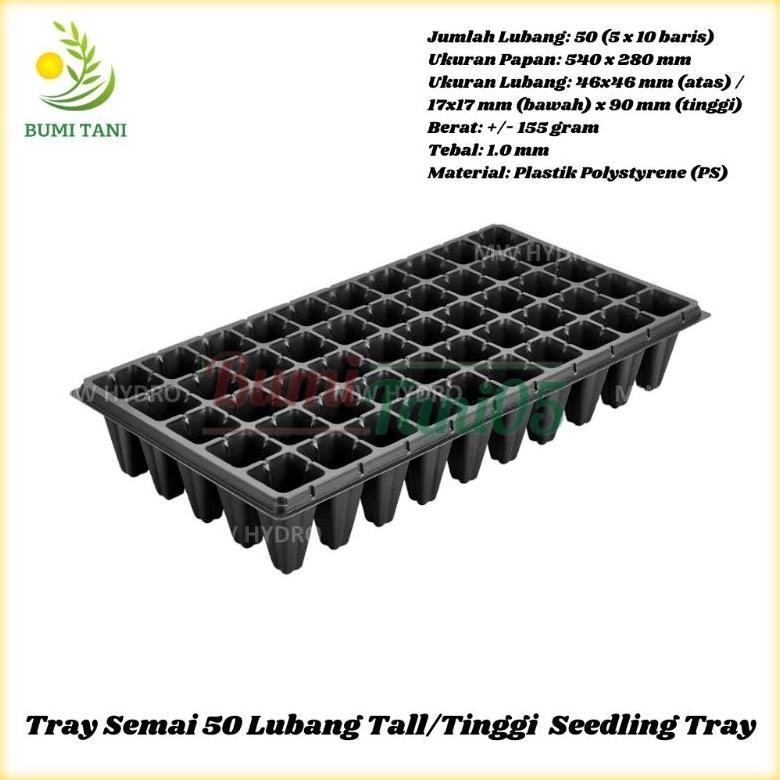 Promo Cod Pot Tray Semai 50 Lubang Tall/Tinggi Seedling Tray Semai Benih Tanaman 1.0Mm ><