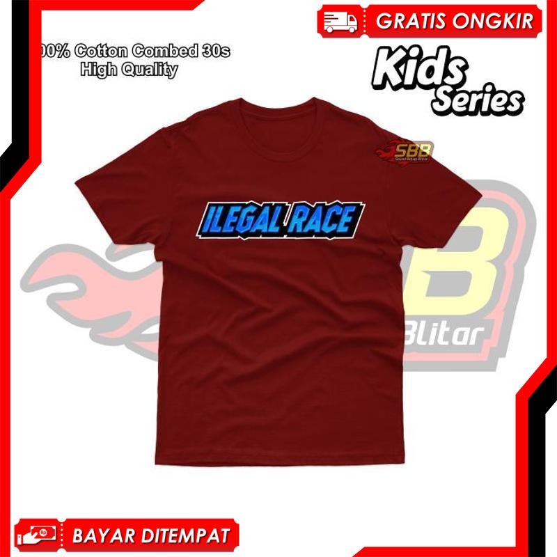 (New Cod) Baju Kaos Anak Ilegal Race Katun Combed Dtf St10