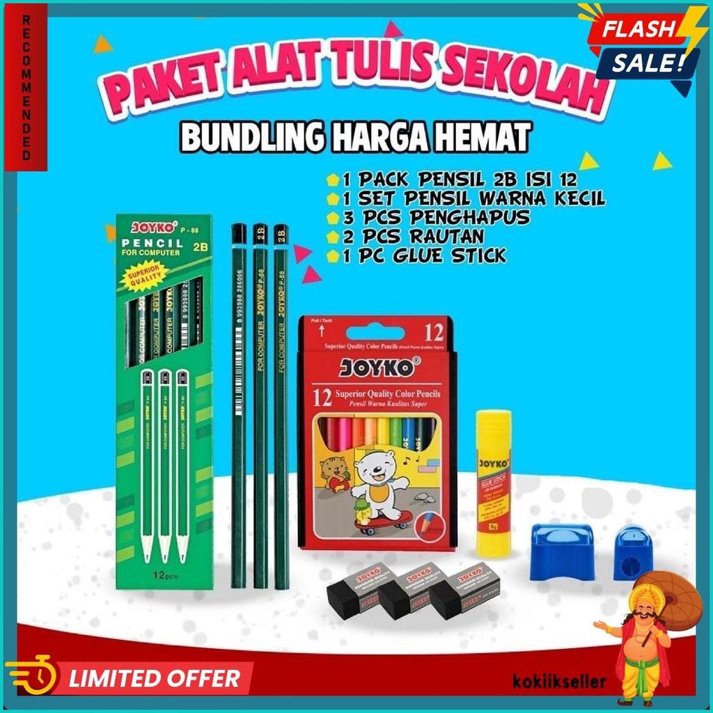 

Paket Alat Tulis Sekolah Pintar /Paket Atk Sekolah Hemat Lengkap Joyko Flash Sale! Diskon Hingga 70%