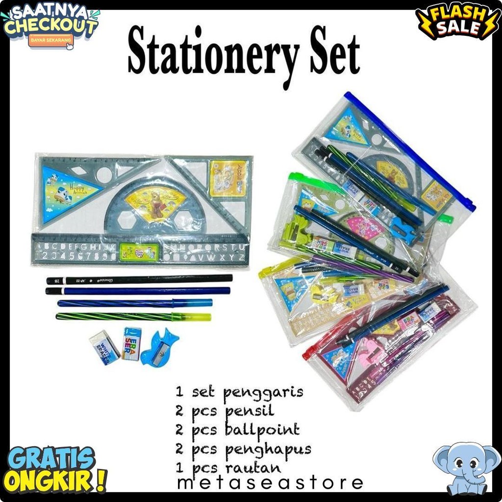 

Paket Alat Tulis Sekolah 9 In 1 / Stationery Set Murah (Set) Diskon