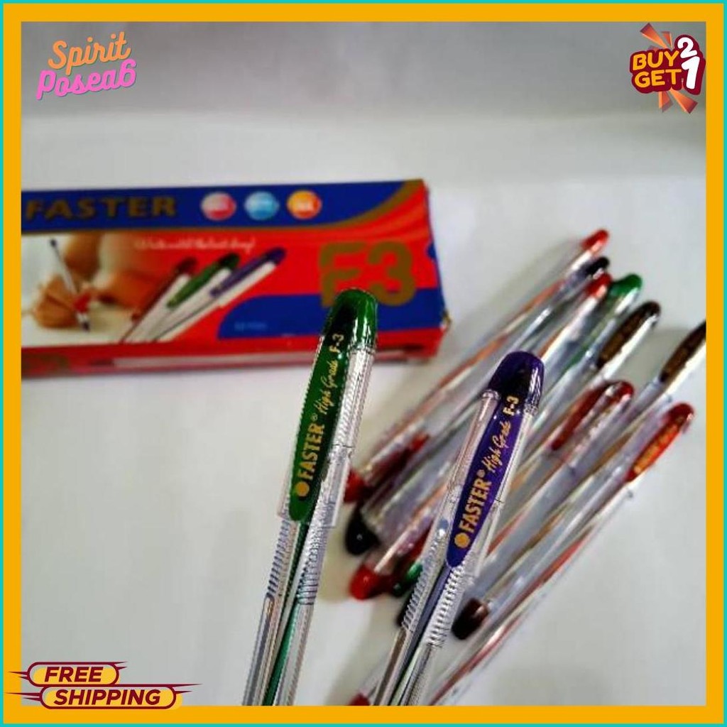 

Selusin ( 12 Pcs ) Ballpoint Bolpen Faster F3 0.5 Mm Pulpen Faster F3 0.5Mm Diskon