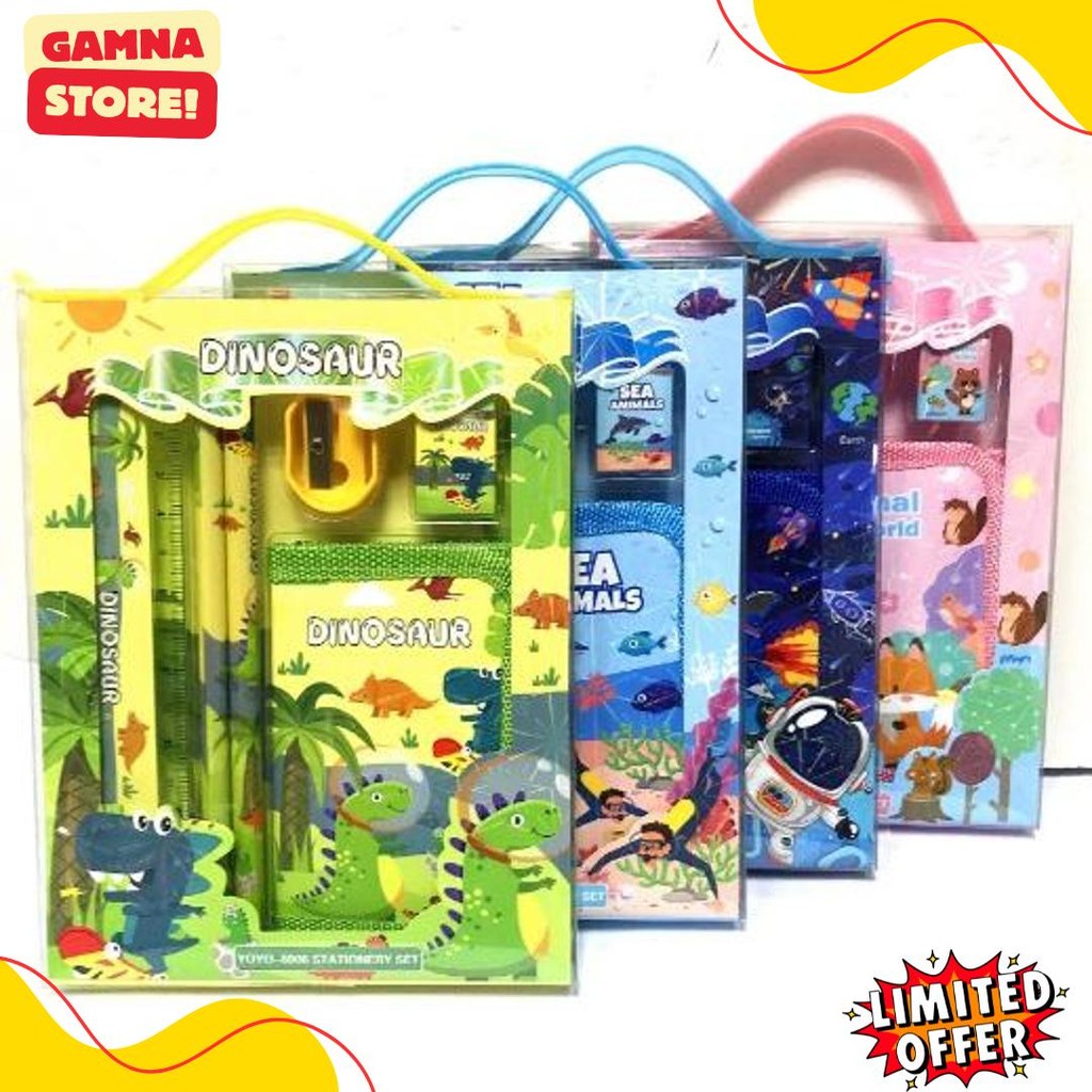

Reseller Welcome - S5926 Stationery Set / Alat Tulis Set 6 In 1 Hadiah Souvenir / Paket Alat Tulis + Dompet Anak / Alat Tulis Set Karakter Diskon Setengah Harga
