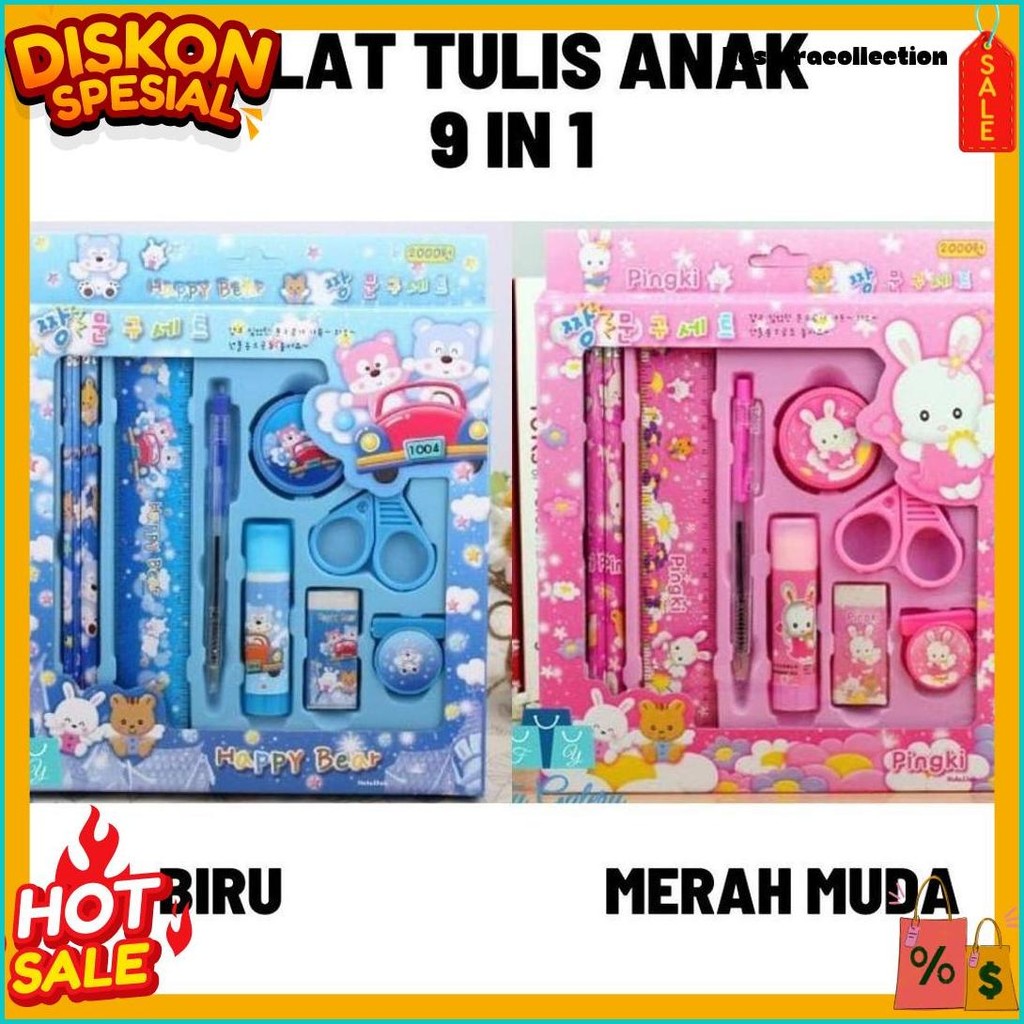

2009 Pencil Set 9 In 1 Alat Tulis Sekolah Anak Lengkap Flash Sale! Diskon Hingga 70%