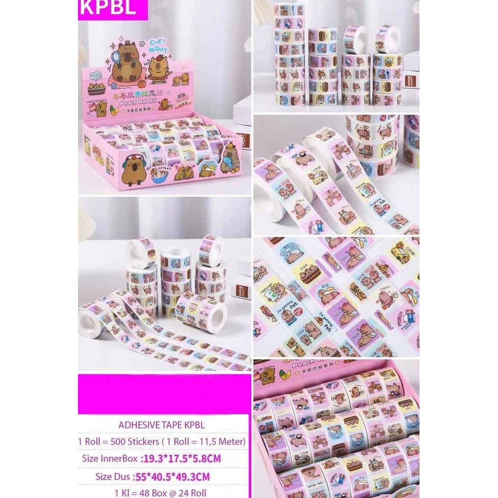 

,,,,,,,] sticker capybara roll isi 500 tempel benny sticker ucapan makanan surat dekorasi