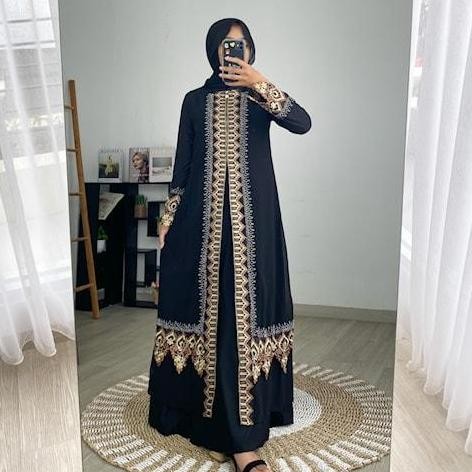 Baju Muslim Abaya Arab Turkey Hitam Gamis Dress Jersey Size M L XL XXL