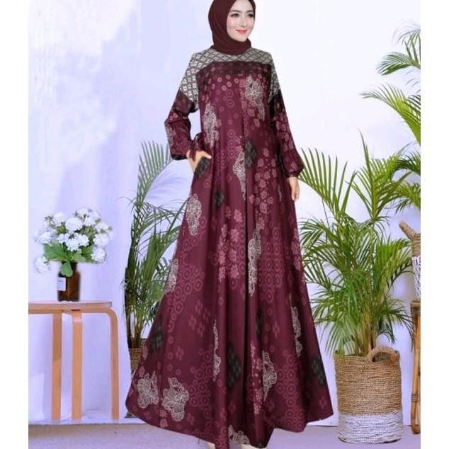 Gamis Mortal Silk tranding ( S-6L ) kantong motif Muslim Harian Dress Bunga Wanita Maxi Elegant