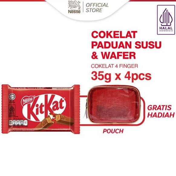 

KITKAT Wafer Cokelat 4F 35g x 5pcs Bonus Pouch Mika Packaging Cantik Termurah