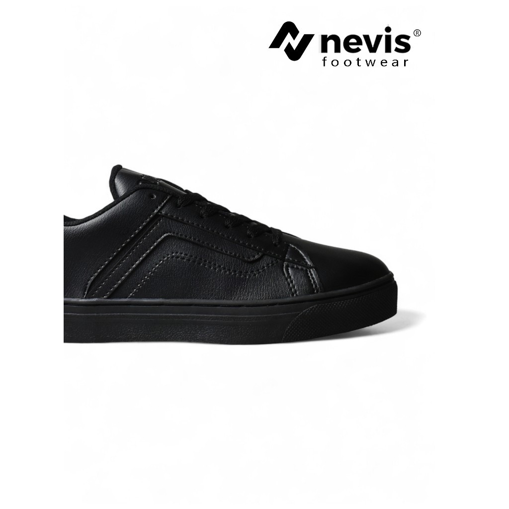NEVIS Sepatu Casual Sneakers Pria Wanita Orlando Shoes Snekers Full Black Hitam Polos 37-44