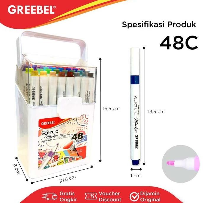 

GREEBEL Acrylic Premium Marker Single / SSpidol Sketsa / Sketsa Markers Set / Spidol Warna