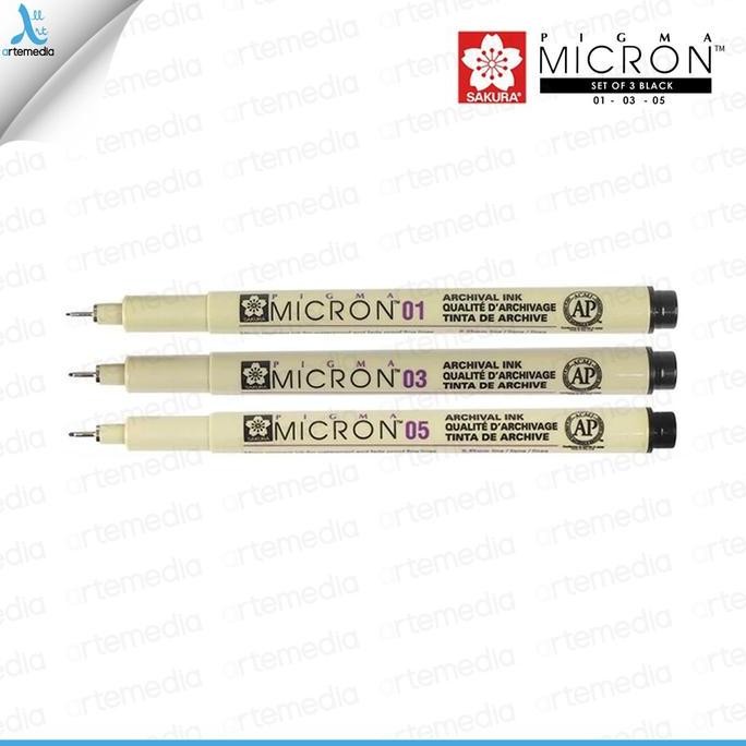 

Sakura Pigma Micron Set 3 Drawing Pen Pigment Ink Alat Black