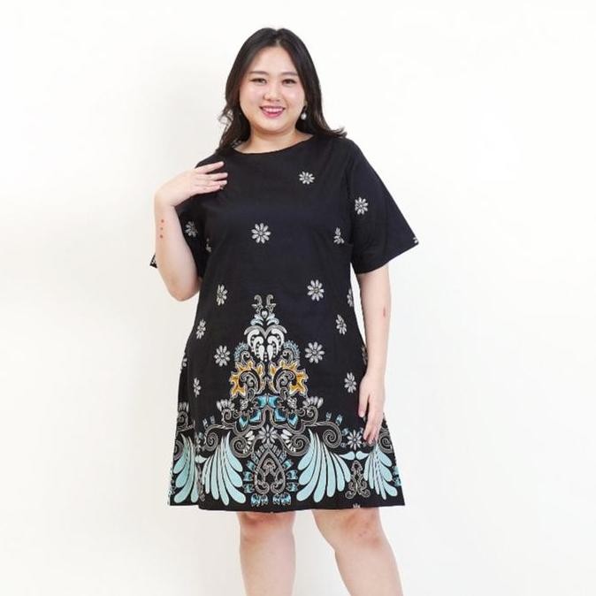 BAJU DRESS BATIK WANITA MODERN 038A JUMBO BIG SIZE LD 120cm XXL BAJU HAMIL DRESS PESTA KERJA KANTOR 