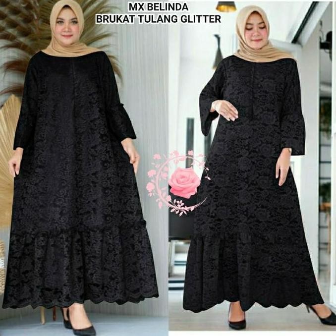 Gamis jumbo Wanita  LD 140 mewah brukat big size kondangan Maxi Muslim Panjang Serut Dress Pesta Sya