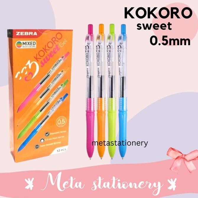 

tersedia pulpen gel zebra kokoro sweet - lusin isi 12 pcs tinta hitam halus