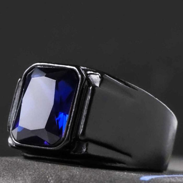 VA Fashion Pribadi Pria Hitam Vader Warna Cincin Vintage Biru Hijau Kristal Tiruan Pria Keren Punk C