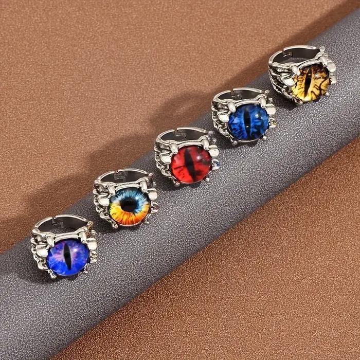 VA Cincin Mata Naga Warna Warni / Cincin Cakar Naga Motif Bola Mata Merah Biru Ungu / Dragon Claw Ri