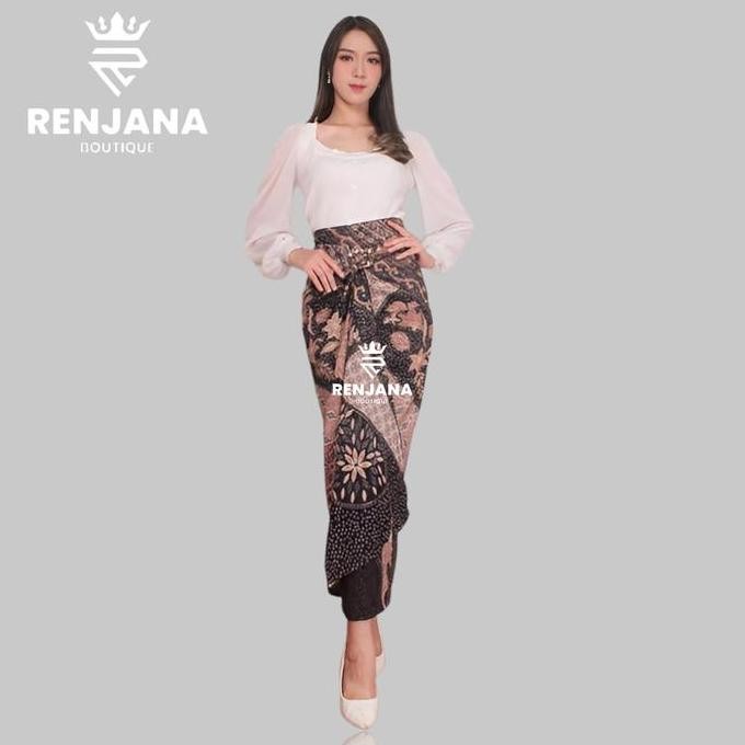 rok lilit wanita motif batik bahan sutra silk