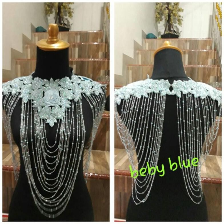 Terbaru! Hiasan Aksesoris Dada Kebaya Gaun Pengantin Wedding Pesta Pernikahan Motip Rebeca Bordir Fu