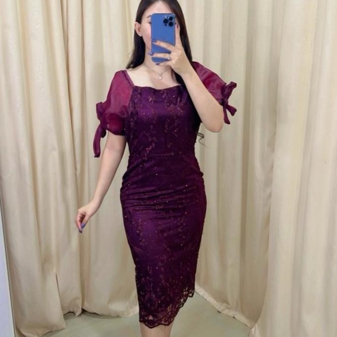 Dress Cindy Tile Cantik Mewah - Gaun Formal untuk Pesta dan Kondangan - Hitam, Pendek, Panjang, Casu