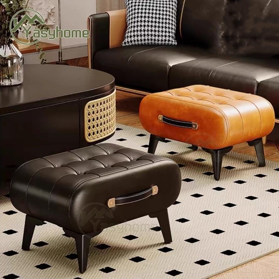 Kursi Stool Sofa Minimalis /Bangku Kulit/Kotak Bangku Sofa Kursi Minimalis / Sofa Kaki Besi /Sofa St