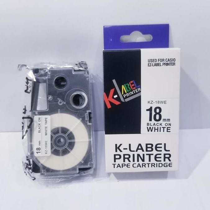 

CASIO K-LABEL PRINTER 18MM 18 MM BLACK 9N WHITE TAPE KZ-18WE ORIGINAL ORIGINAL DAN TERPERCAYA