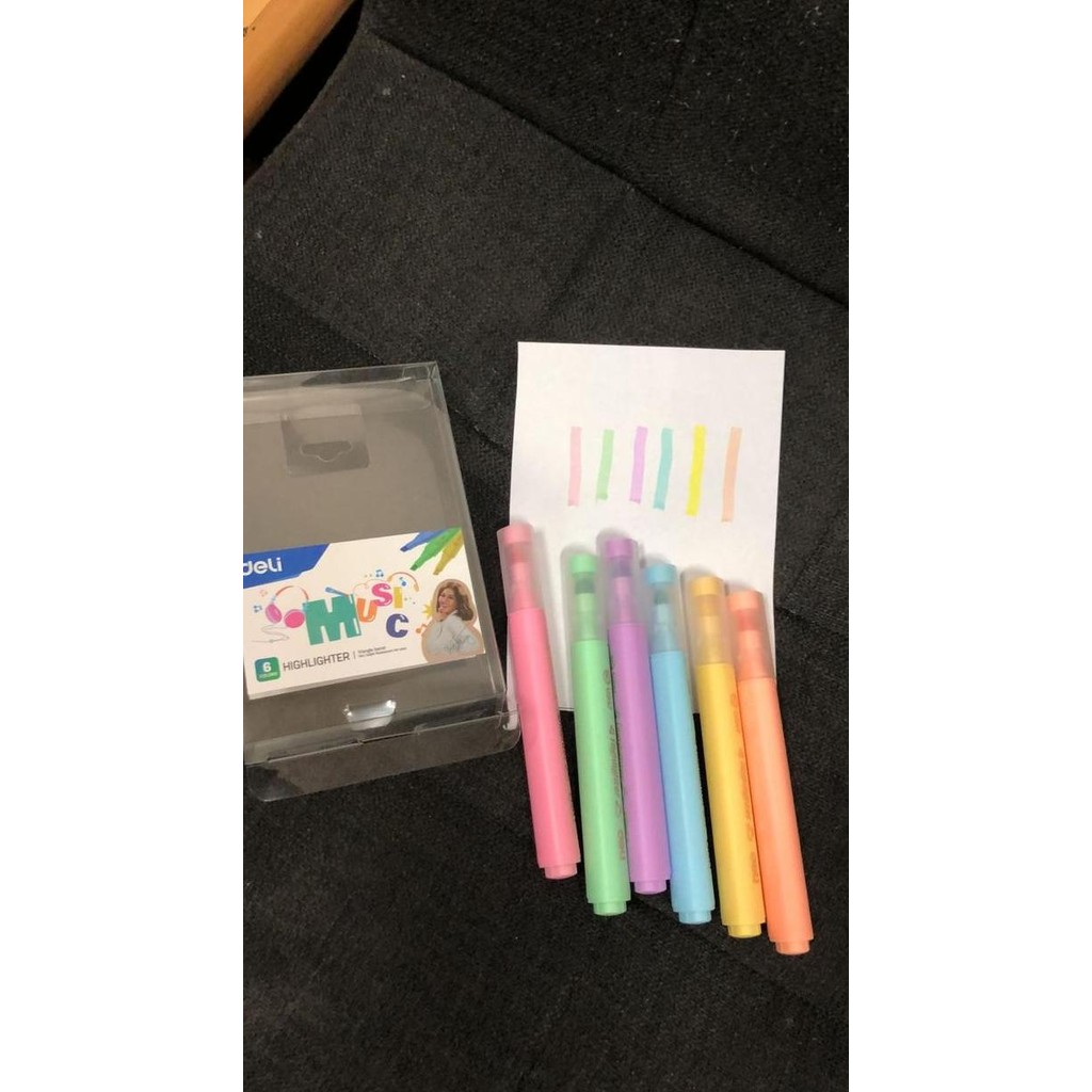 

```````] highlighter deli pastel isi 6 u 347 deli x agnes monica kualitas bagus triagular text liner