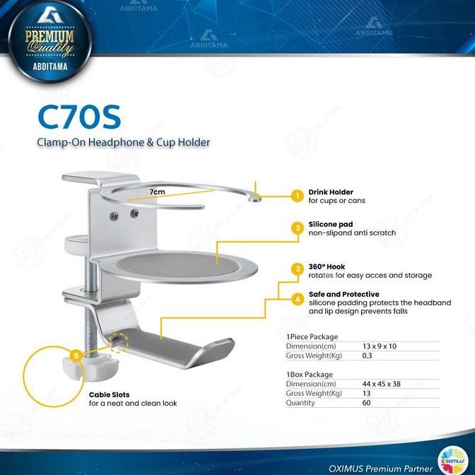 

Sale Headphone Hanger Glass Cup Holder Deskmount Jepit Meja Oximus C70S