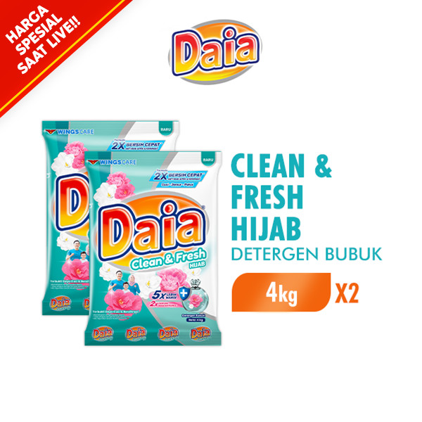 [SPECIAL LIVE] Daia Detergen Bubuk Clean & Fresh Hijab 4 kg x2
