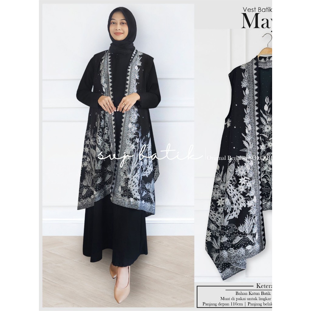 [LAPAKGROSIR] - SET BATIK WANITA MODERN DEWASA KONDANGAN KEKINIAN TERBARU VEST KARDIGAN TANPA LENGAN