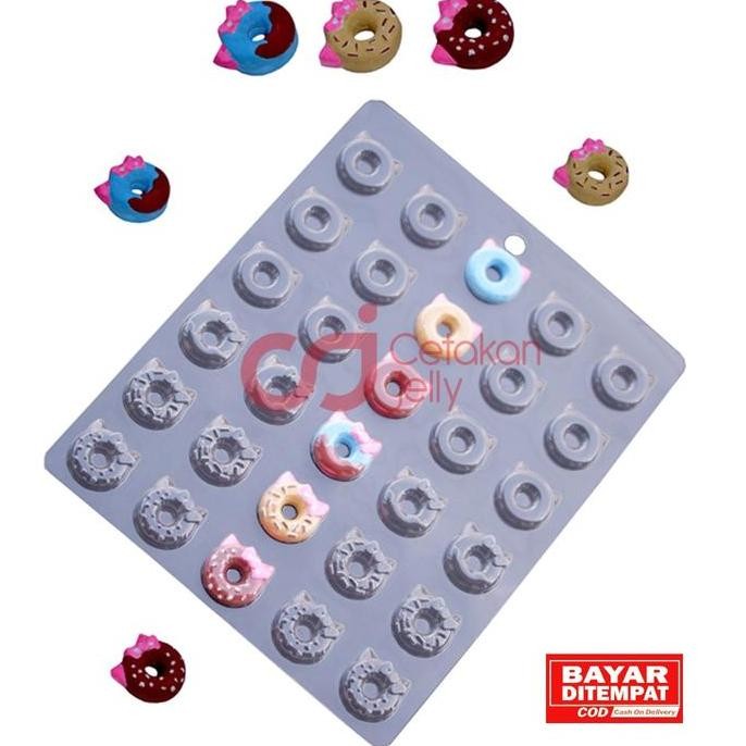 Produk Terbaik] CJ Cetakan Coklat Cokelat Praline Donat Karakter 3D Plastik 30 Cavity