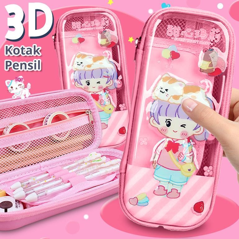 

Matougui Tempat Pensil Aesthetic 3D Tempat Pensil Anak Laki Laki Waterproof Kotak Pensil Anak Perempuan Alat Tulis Sekolah Tempat pensil transparan gadis cantik