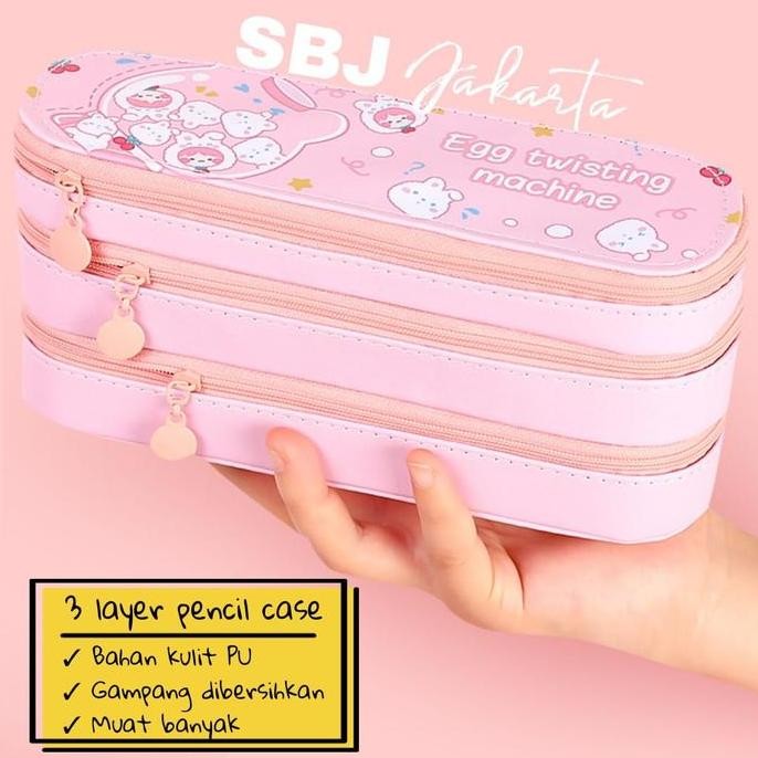 

original kotak pensil 3 layer korean style sbj-pc3l - tempat pensil alat tulis anak sekolah