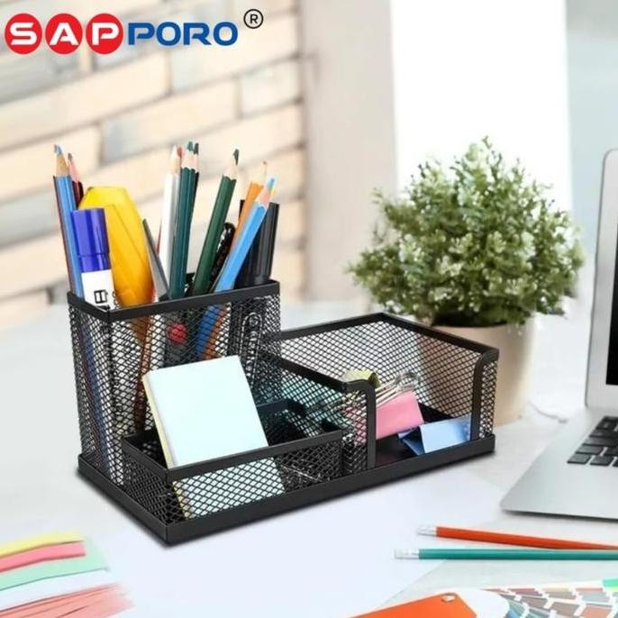 

original sapporo sauda pen holder besi desk - tempat pulpen & alat tulis meja kantor