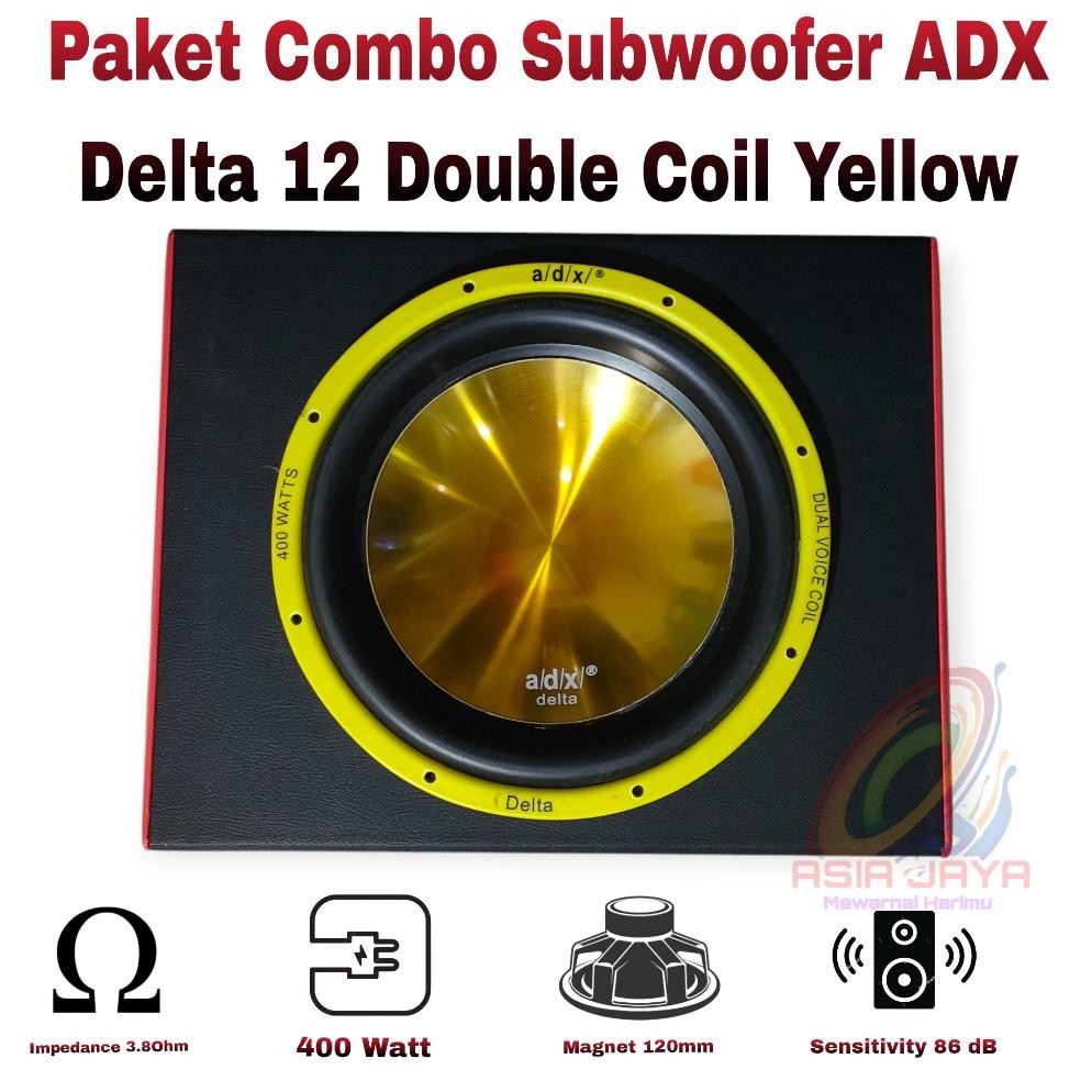 Terlaris Paket Combo Speaker Subwoofer Adx Delta Yellow 12 Inch Double Coil Plus Box 12 Inch