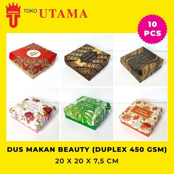 Dus Nasi 20X20X7,5 R10K Batik Floral Box Kotak Makan Tebal Duplex 450