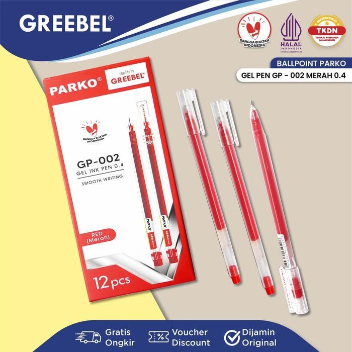 

Sp Parko Pulpen Gel / Gel Pen Gp-002 0.4 Merah (12Pcs/Set) / Ballpen Gel Ballpoint Bolpen Bolpoin Pena Gel