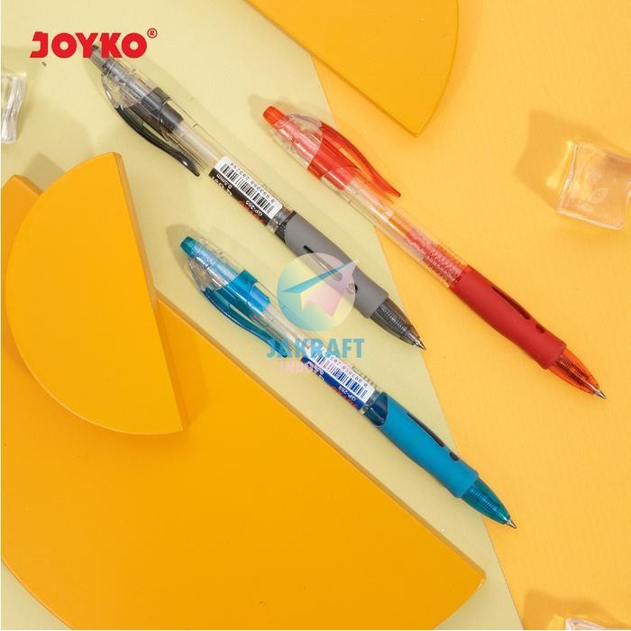 

Sp (12 Pcs) Grosir Pulpen Gel Pen Klik Joyko Gp-265 Q Gel Hitam Black / Biru Blue / Merah Red Tebal 0.5 Mm Anti Macet Luntur Retractable | Pack