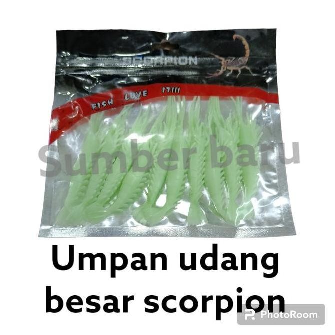 =+=+=+] Softlure umpan udang karet silikon besar mancing ikan sunu merek scorpion isi 10 pcs