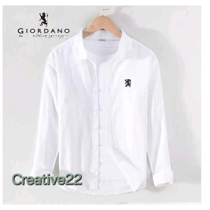 Kemeja Putih Panjang Pria | Kemeja Giordano Pria Slim fit HS