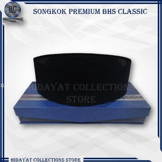 Songkok Hitam BHS Classic AC Songkok BHS Premium Original Tinggi 10cm