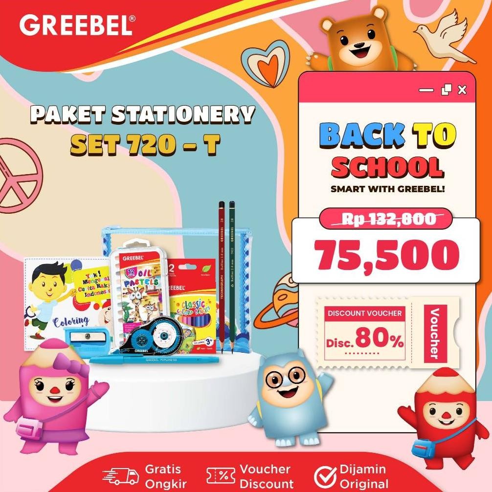 

GREEBEL Paket Alat Tulis Tempat Pensil / Stationery Set 720T / Bingkisan Hampers Ulang Tahun Anak Hadiah Lomba